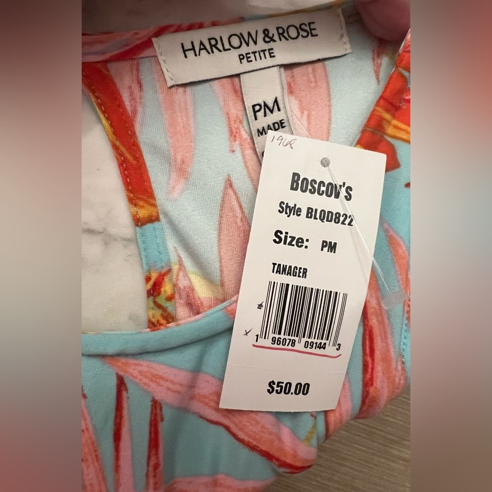 🆕 Harlow & Rose Vibrant Tropical Leaf Print Midi Dress - Picture 3 of 4